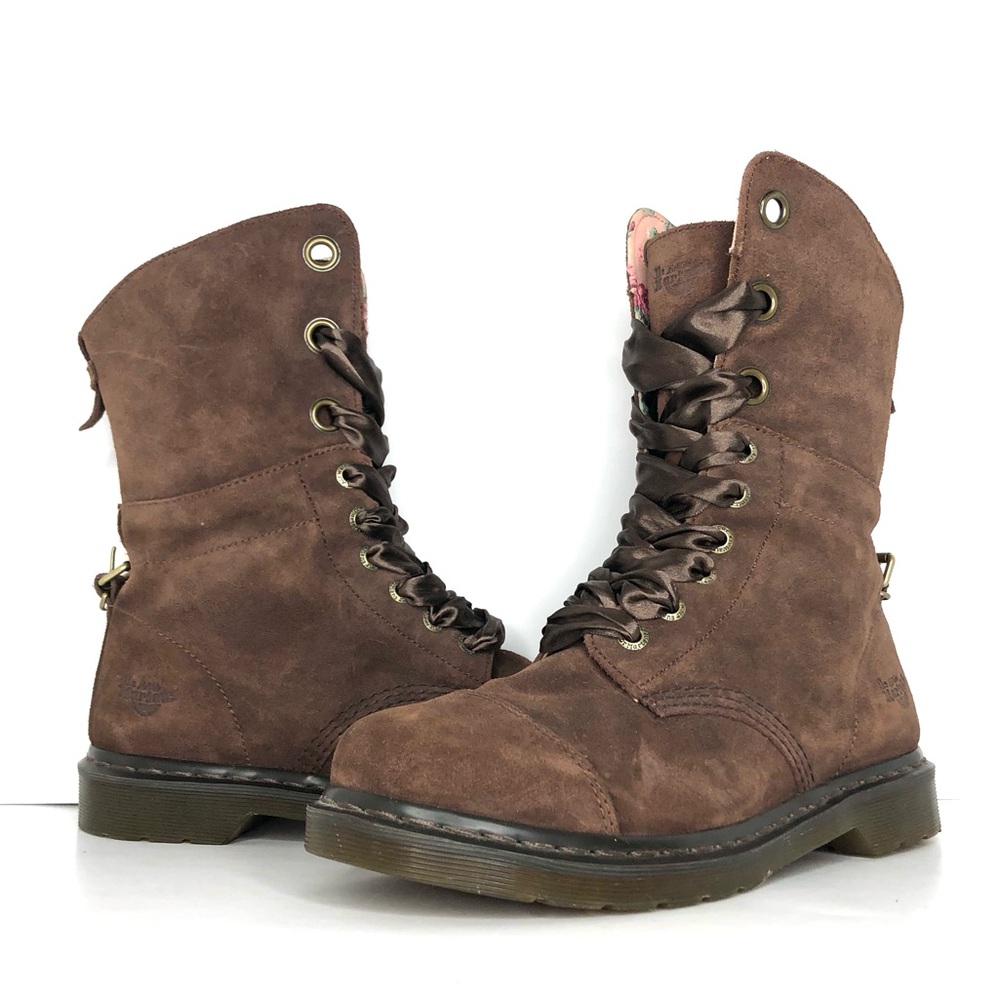 Dr Martens Aimilie Brown Suede Mid Calf Lace Up Boots Women’s 11 Shoes